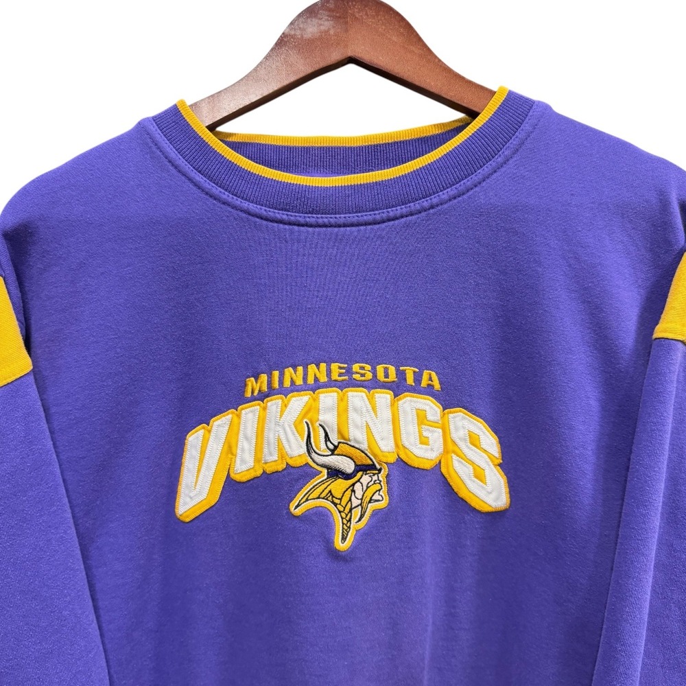 Vintage NFL Minnesota Vikings Crewneck Sweatshirt Purple Gold Mens XL Y2K Sports - Picture 2 of 8